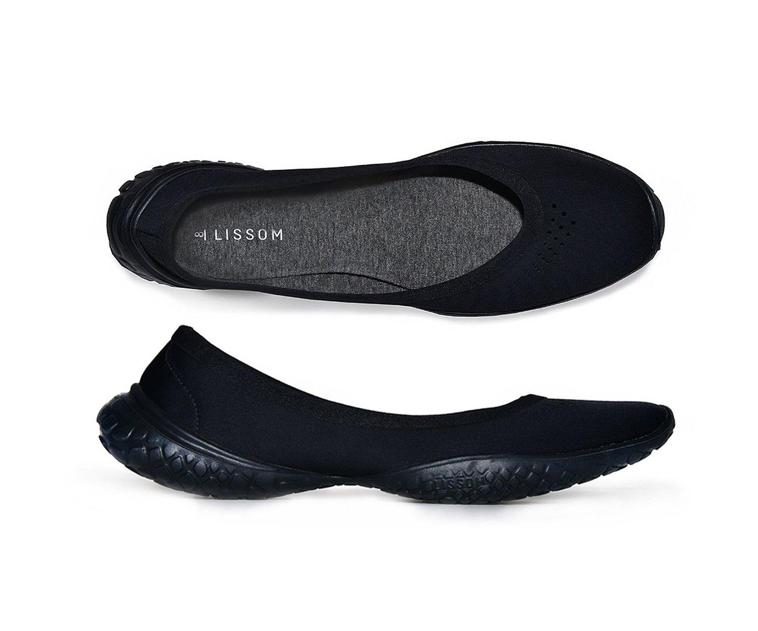 LISSOM Flyte Black with Black Soles Slip-On Comfort Ballet Flats