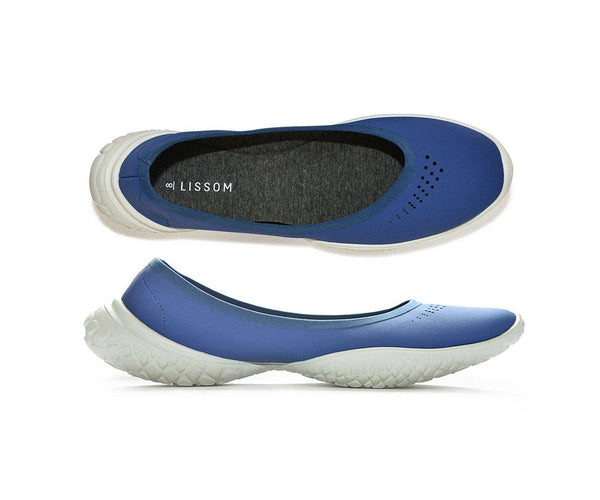 LISSOM Flyte Blue with White Soles Slip On Comfort Ballet Flats for Women