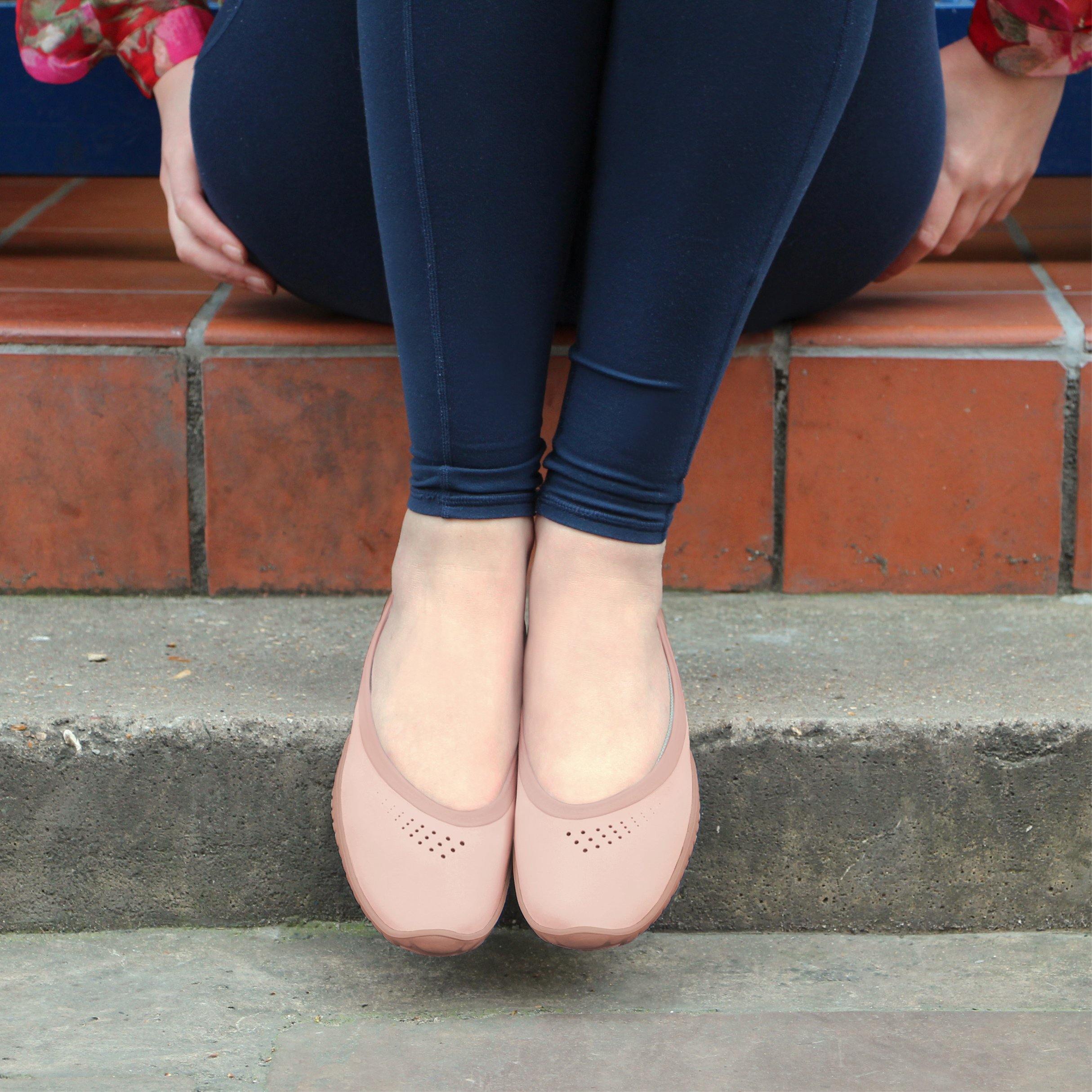 Fly-Knit Memory Foam Slip-on Ballerina Shoes - Coral